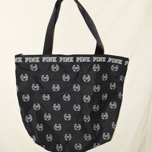 black pink logo tote bag